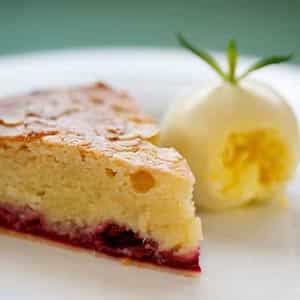 Bakewell tart with clotted cream