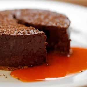 Cold chocolate fondant with sea buckthorn