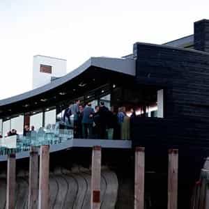 The restaurant is cantilevered over the Harbour